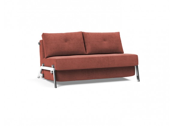 Innovation Living Cubed Full Size Sofa Bed With Chrome Legs - Cordufine Rust - Angled View