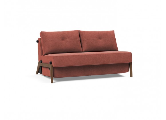 Innovation Living Cubed Full Size Sofa Bed With Dark Wood Legs - Cordufine Rust - Angled View