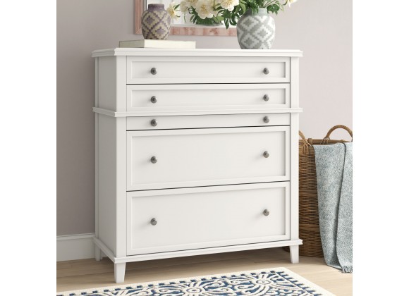 Alpine Furniture Potter 4 Drawer Multifunction Chest With Pull Out Tray in White - Lifestyle
