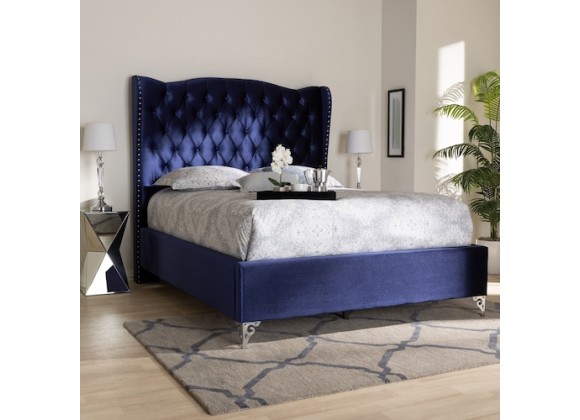 Baxton Studio Hanne Upholstered Wingback Bed
