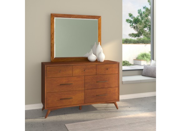 Alpine Furniture Flynn Mid Century Modern Mirror in Acorn - Lifestyle