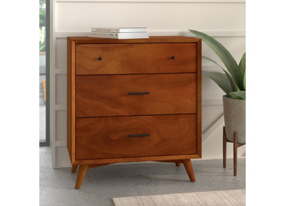 Alpine Furniture Flynn Mid Century Modern 3 Drawer Small Chest in Acorn - Lifestyle
