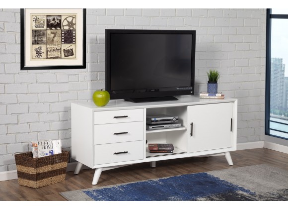 Flynn Large TV Console in White - Lifestyle