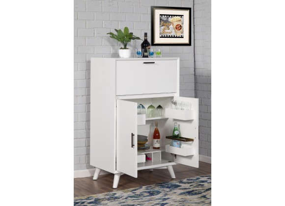 Alpine Furniture Flynn Large Bar Cabinet in White - Lifestyle