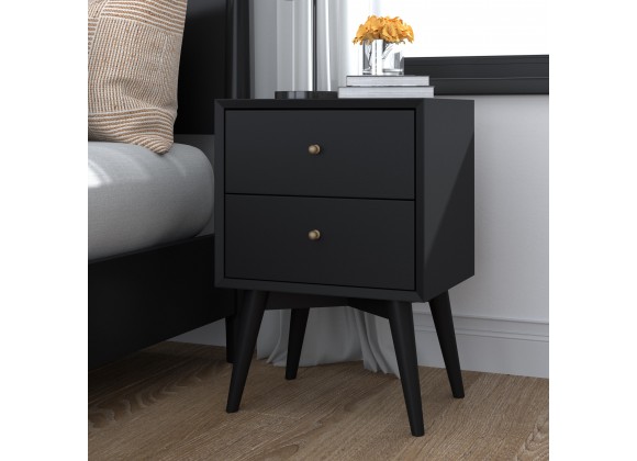 Alpine Furniture Flynn Nightstand in Black - Lifestyle