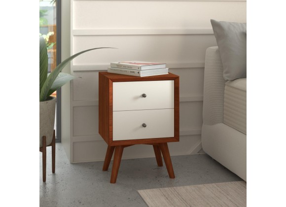 Alpine Furniture Flynn Nightstand in Acorn/White - Lifestyle