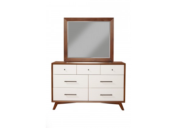 Alpine Furniture Flynn Mirror in Acorn and White - Front View