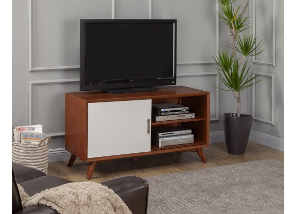 Alpine Furniture Flynn Small TV Console In Acorn / White - Lifestyle