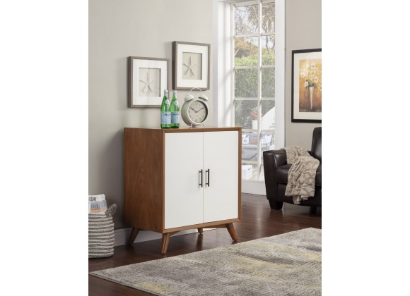 Alpine Furniture Flynn Small Bar Cabinet, Acorn/White - Lifestyle 2
