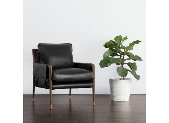 Sunpan Mauti Lounge Chair Dark Brown - Cortina Black Leather - Lifestyle
