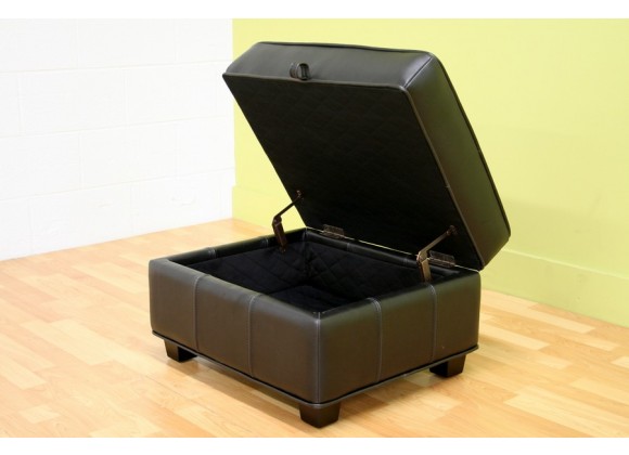 Baxton Studio Agustus Leather Storage Ottoman