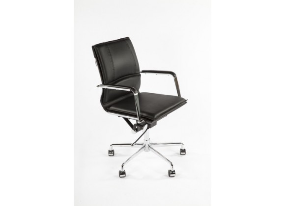 Stilnovo  Mid-Century Genuine Leather Executive Office Chair - Black