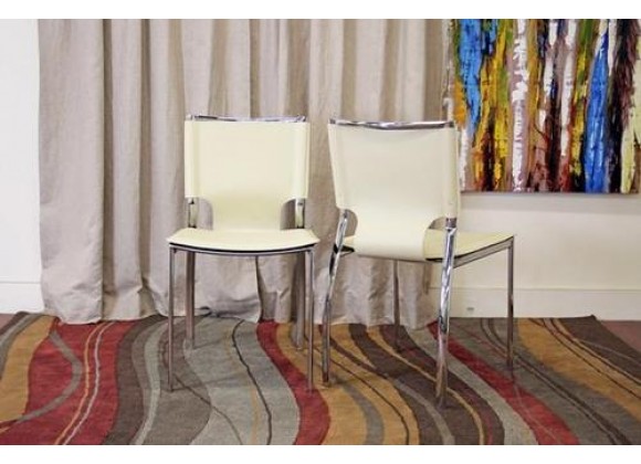 Baxton Studio Montclare Ivory Leather Modern Dining Chair - Set of 2