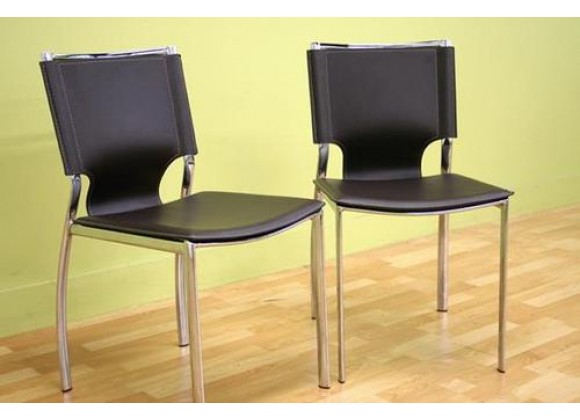 Baxton Studio Dark Brown Leather Dining Chair - Set of 2