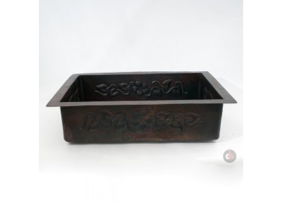 Ambiente 33-Inch Copper Handmade Kitchen Drop-in Single Well Floral Sink