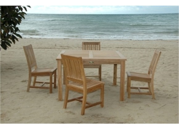 Anderson Teak 5 Piece Windsor 47" Square Table and Rialto Dining Chair Set