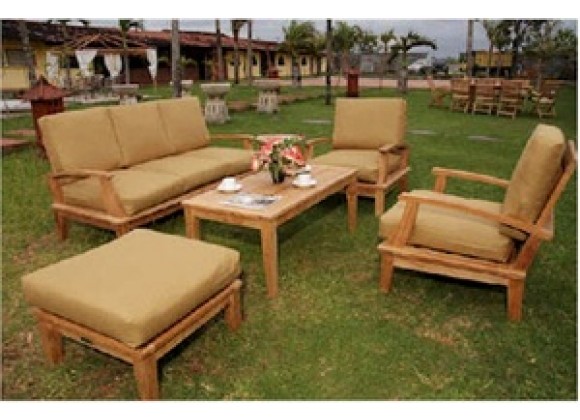 Anderson Teak Brianna Armchair with Sofa and Rectangular Coffee Table and Ottoman