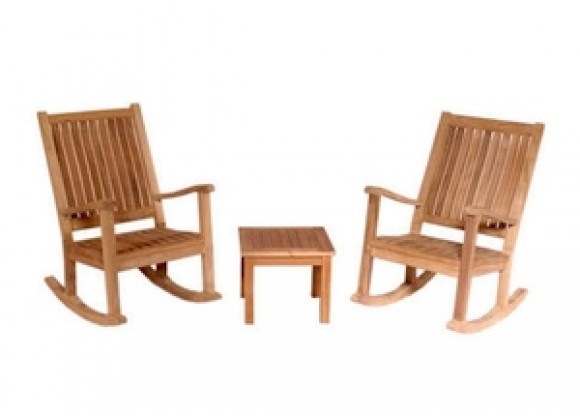 Anderson Teak Del-Amo Rocking Chair with Bahama 20" Square Mini Side Table