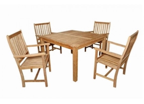 Anderson Teak Windsor 47" Square Table and 4 Wilshire Dining Armchair