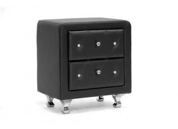 Baxton Studio Stella Crystal Tufted Upholstered Modern Nightstand