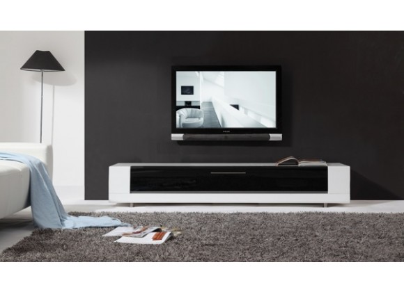 B-Modern Editor Remix TV Stand Black Glass - Front