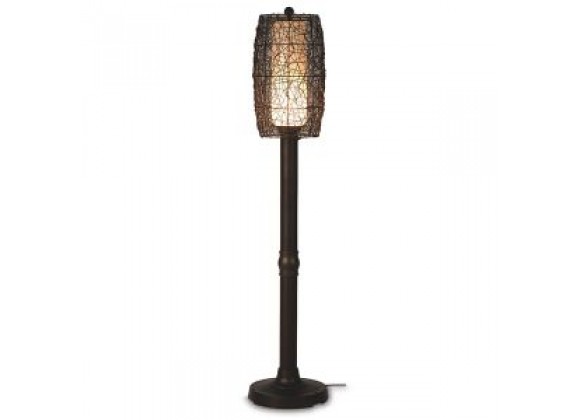 Patio Concepts Bristol 58"/70" Floor Lamp with 2"/3" in Random Weave Walnut Wicker Barrel Shade