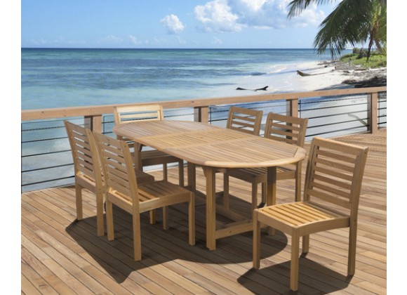 International Home Miami Amazonia Eucalyptus 7 piece Armless Oval Extendable Patio Dining Set