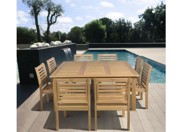 International Home Miami Amazonia Eucalyptus 9 piece Armless Square Patio Dining Set