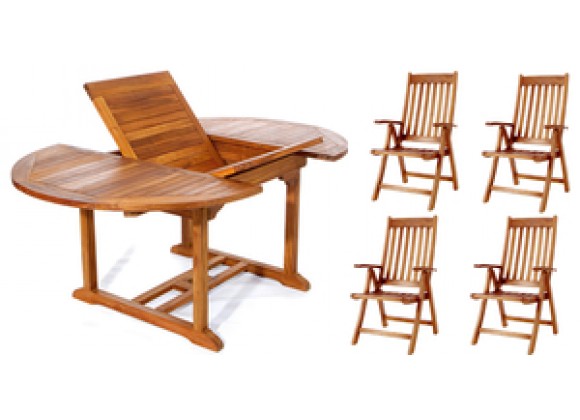 All Things Cedar 5 Piece Oval Folding Arm Set
