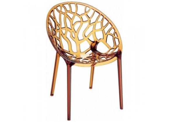 Compamia Crystal Polycarbonate Modern Dining Chair Transparent Amber - Set of 2