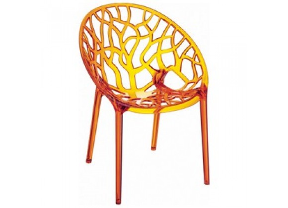 Compamia Crystal Polycarbonate Modern Dining Chair Transparent Orange - Set of 2