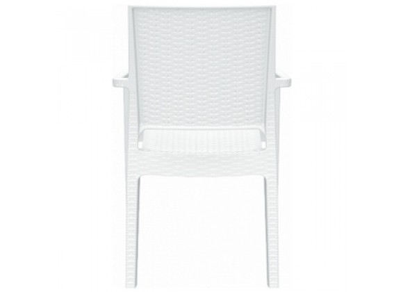 Ibiza Resin Wickerlook Dining Arm Chair White
