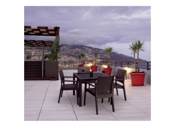Miami Wickerlook Square Dining Set - Brown