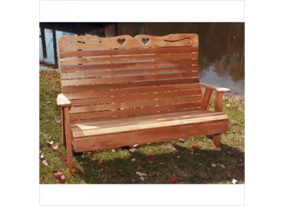 Creekvine Designs 4-Ft Cedar Country Hearts Garden Bench