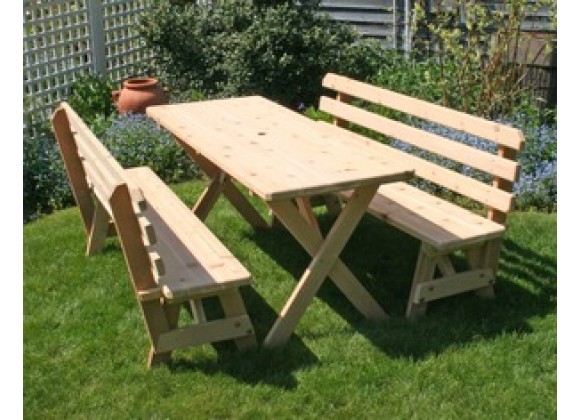 Creekvine Designs 27" Cedar Backyard Bash Cross Legged Picnic Table w/ Backed Benches