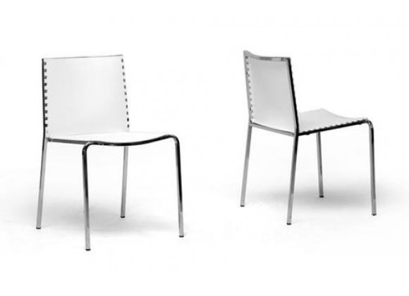 Baxton Studio Gridley White Plastic Modern Dining Chair - Set of 2