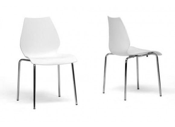 Baxton Studio Overlea White Plastic Modern Dining Chair - Set of 2