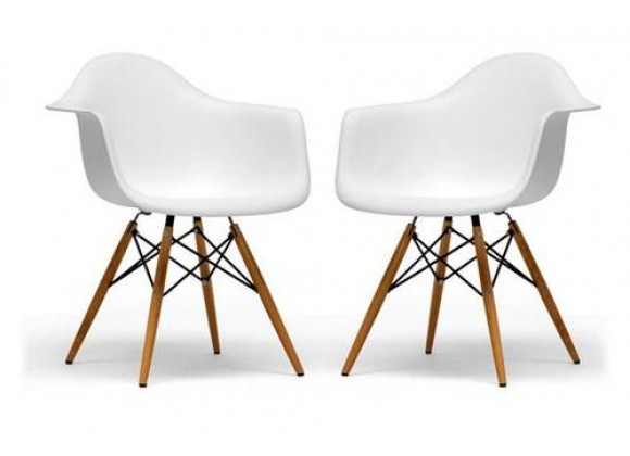 Baxton Studio Pascal White Plastic Chair - Set of 2