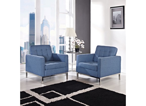 Modway Loft Armchair Set of 2 in Blue Tweed