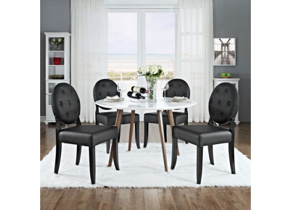 Modway Button Dining Side Chair Set of 4 in Black