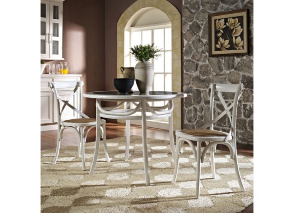 Modway Gear Dining Side Chair Set of 2 in White