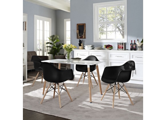 Modway Pyramid Dining Side Chairs Set of 4 in Black