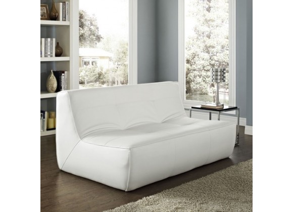 Modway Align Leather Loveseat in White
