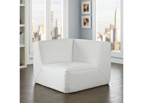 Modway Align Leather Corner Sofa in White
