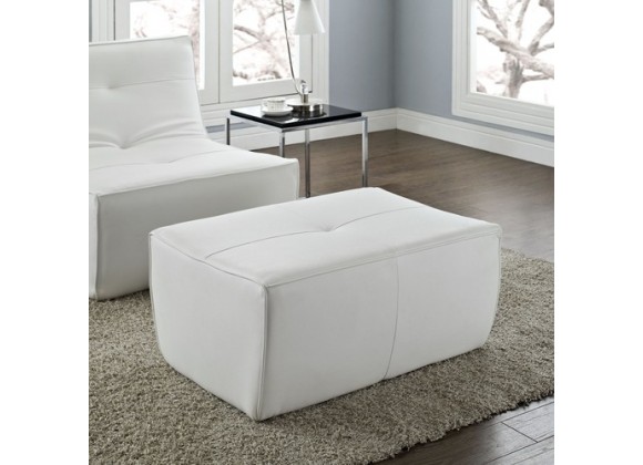 Modway Align Leather Ottoman in White