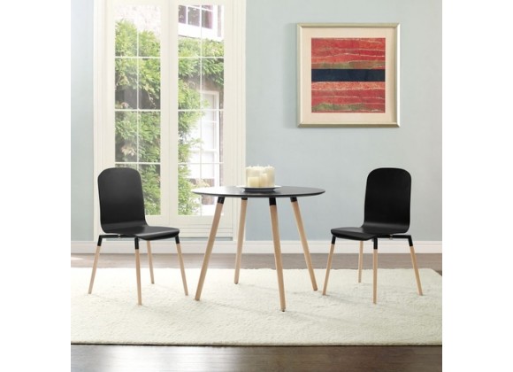 Modway Stack Wood Dining Chairs and Table Set of 3