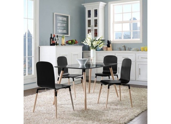Modway Stack Wood Dining Chairs and Table Set of 5