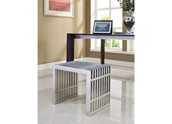Modway Gridiron Small Bench in Silver
