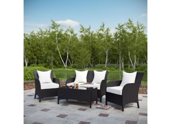 Modway Thrive 4 Piece Sofa Set in Espresso White - On SALE!