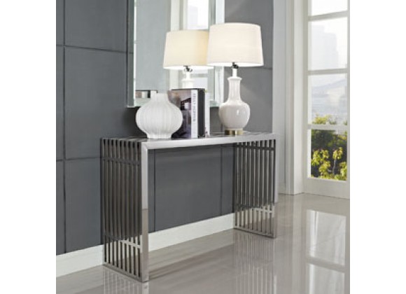 Modway Gridiron Console Table in Silver